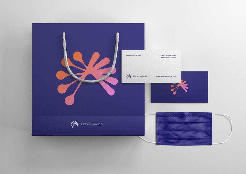 Aldora 醫療用品公司logo設計vi設計，基因重疊+字母A