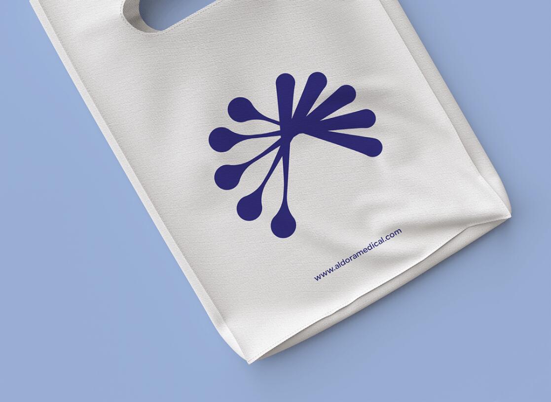 Aldora 醫療用品公司logo設計vi設計，基因重疊+字母A