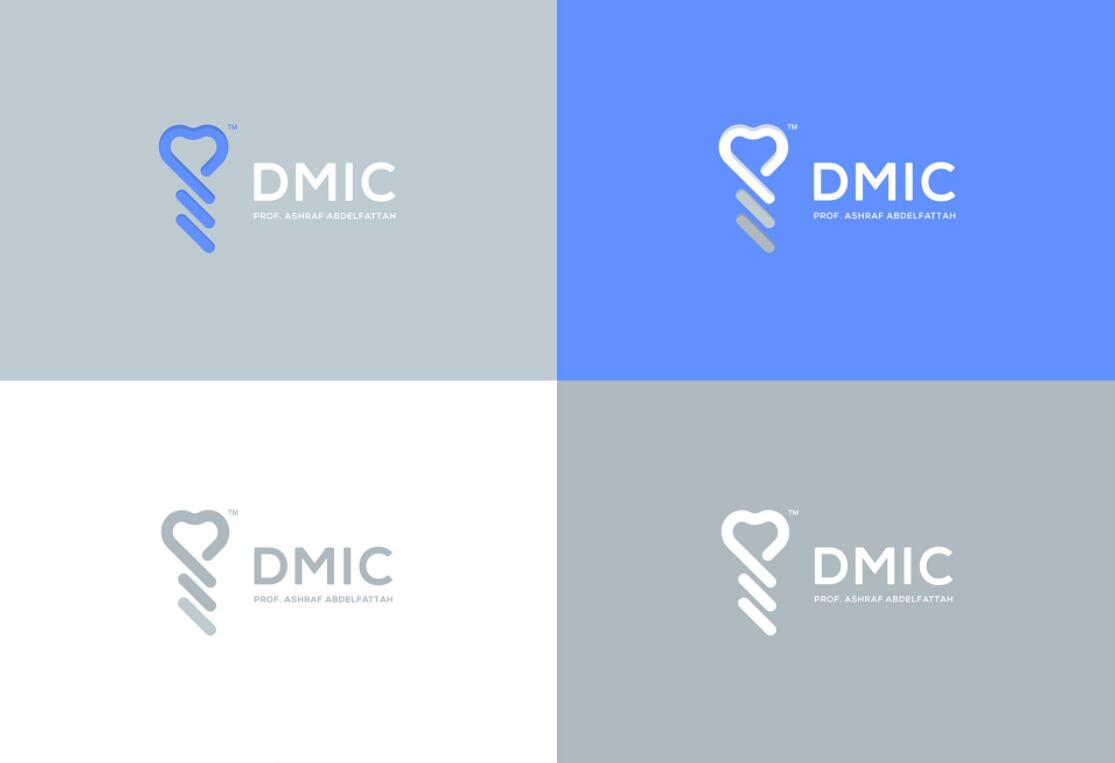 DMIC 亞科診所品牌logo-vi設計，明亮輕藍紫色搭配略灰色