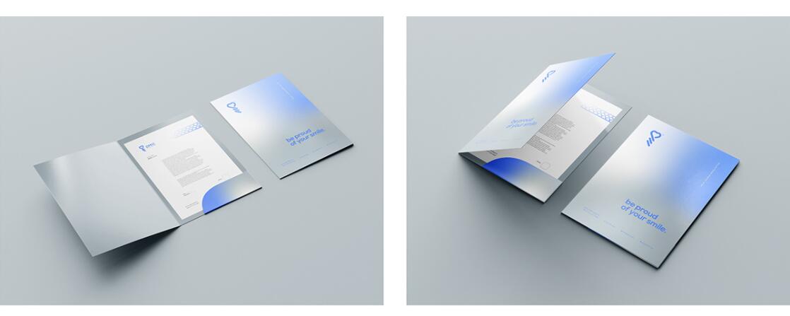 DMIC 亞科診所品牌logo-vi設計，明亮輕藍紫色搭配略灰色