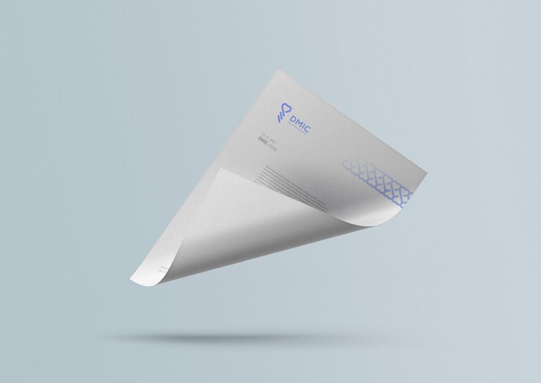 DMIC 亞科診所品牌logo-vi設計，明亮輕藍紫色搭配略灰色