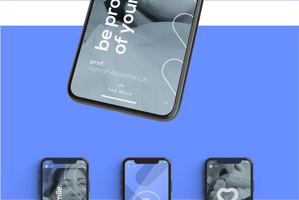 DMIC 亞科診所品牌logo-vi設計，明亮輕藍紫色搭配略灰色