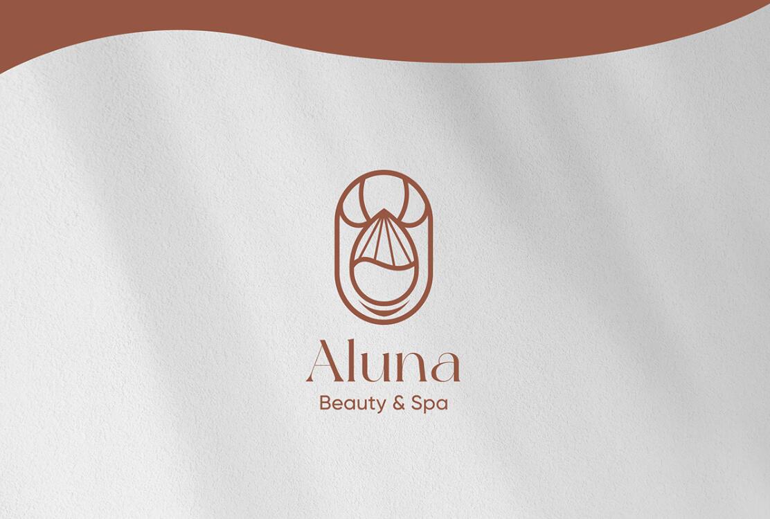 Aluna 女子美容水療中心logo設計品牌形象vi設計，高端優雅放松氛圍