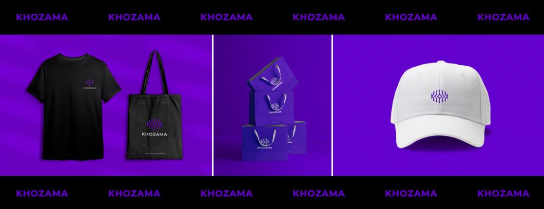 Khozama數(shù)碼科技電子產(chǎn)品在線(xiàn)商店品牌logo設(shè)計(jì)vi設(shè)計(jì)，“字母k+電路”圖案