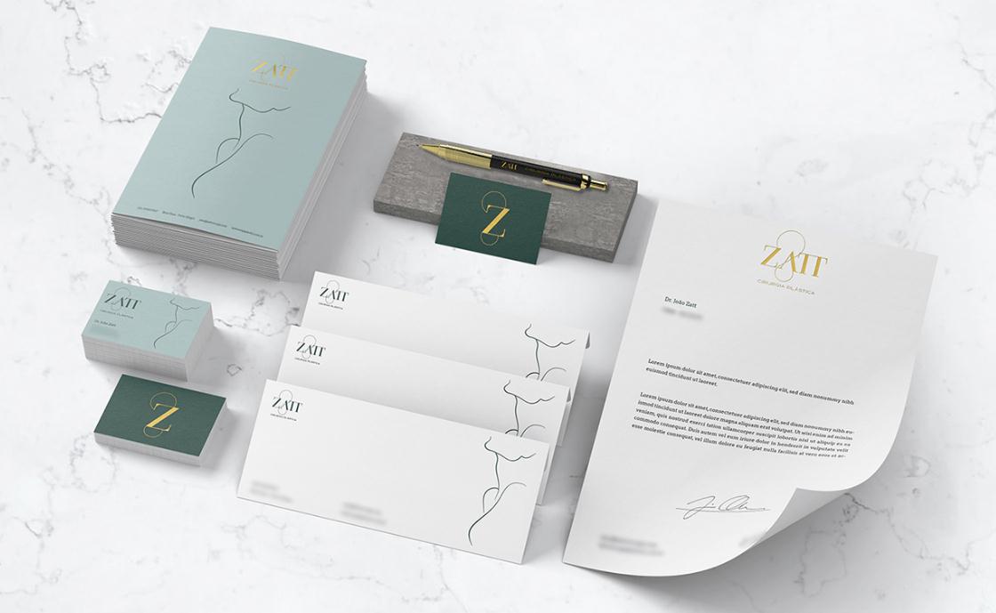 Zatt 美容整形外科診所logo設(shè)計(jì)vi設(shè)計(jì)，綠金配色清新精致風(fēng)格
