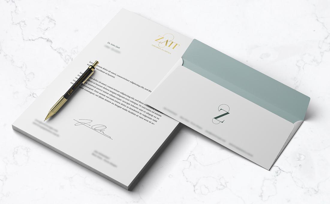 Zatt 美容整形外科診所logo設(shè)計(jì)vi設(shè)計(jì)，綠金配色清新精致風(fēng)格