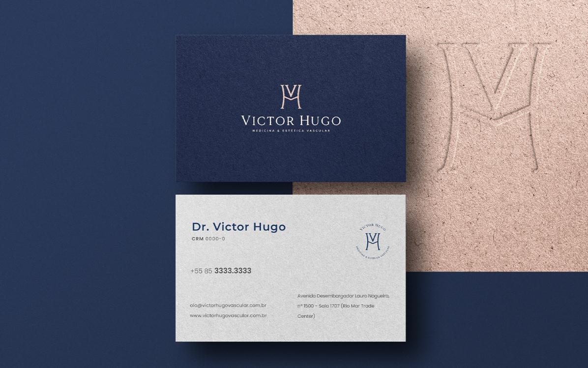 ViH血管醫學私人診所品牌識別logo設計，皇家深藍色和玫瑰色膚色