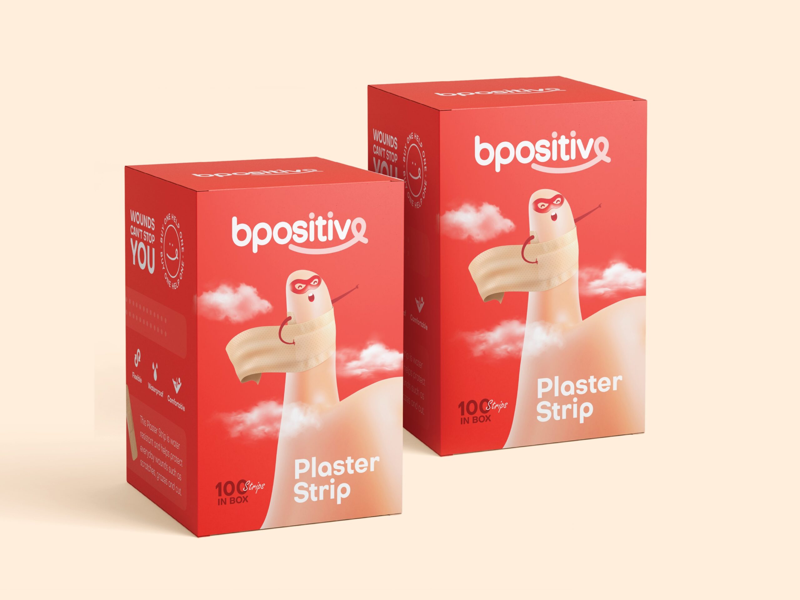 BPositive創可貼包裝設計,3D擬人卡通手部造型