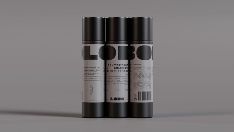 LOBO 男性有機(jī)護(hù)膚化妝品品牌logo設(shè)計(jì)包裝設(shè)計(jì)，黑灰粗體字風(fēng)格