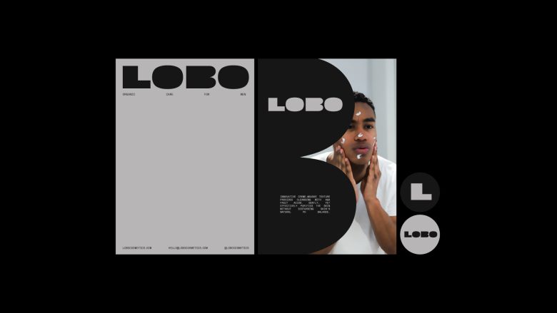 LOBO 男性有機(jī)護(hù)膚化妝品品牌logo設(shè)計(jì)包裝設(shè)計(jì)，黑灰粗體字風(fēng)格
