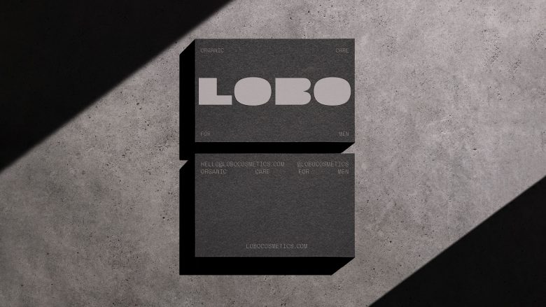 LOBO 男性有機(jī)護(hù)膚化妝品品牌logo設(shè)計(jì)包裝設(shè)計(jì)，黑灰粗體字風(fēng)格