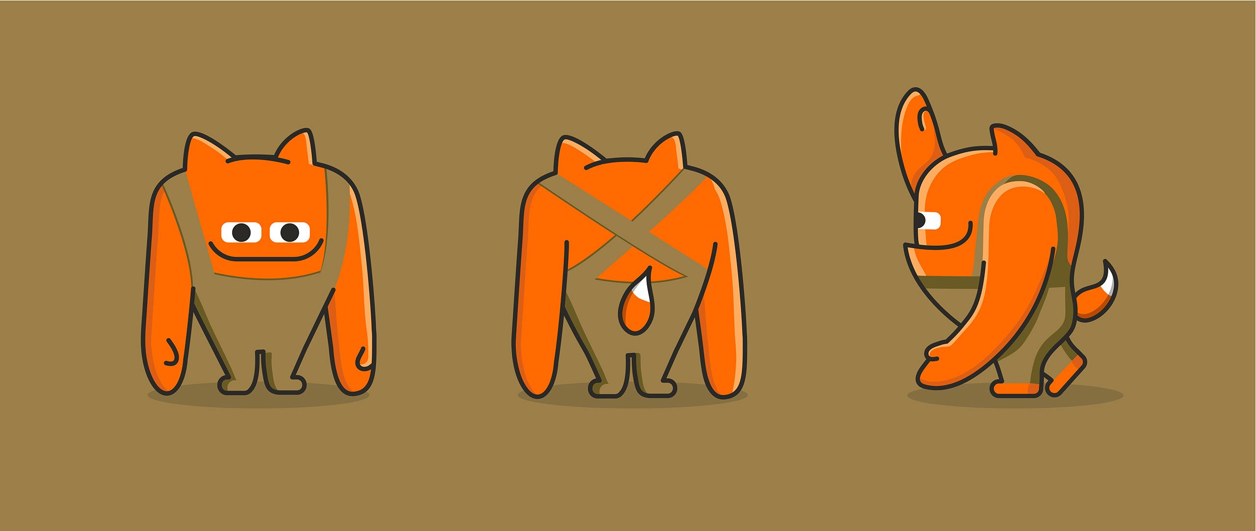 Ogrifox 安全防護服工作服服飾“狐貍巨人”品牌卡通吉祥物設計-吉祥物三視圖