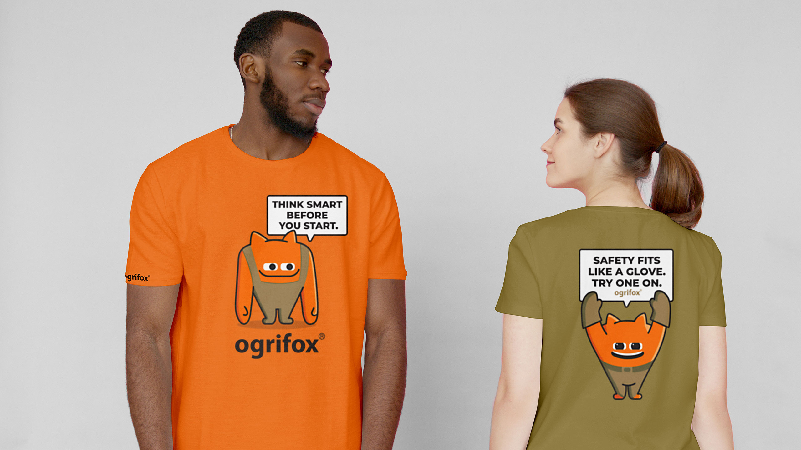 Ogrifox 安全防護服工作服服飾“狐貍巨人”品牌卡通吉祥物設計