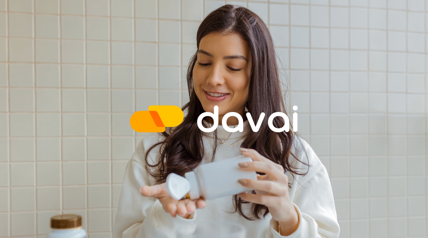B2B制藥Davai平臺logo設計vi設計，橙色醫藥膠囊風格