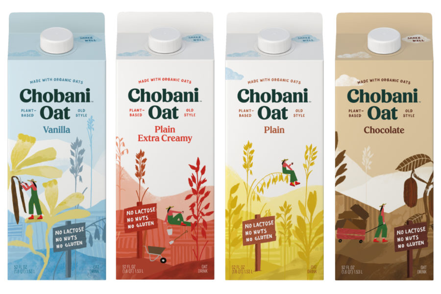 chobani.oat 燕麥牛奶乳制品包裝設(shè)計(jì)，清新燕麥插畫(huà)