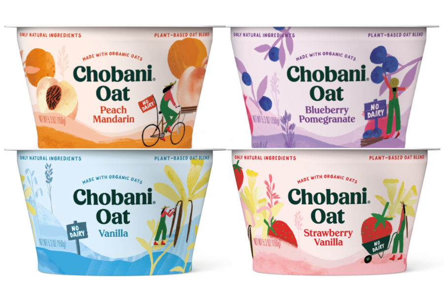 chobani.oat 燕麥牛奶乳制品包裝設(shè)計(jì)，清新燕麥插畫(huà)