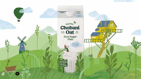 chobani.oat 燕麥牛奶乳制品包裝設(shè)計(jì)，清新燕麥插畫(huà)