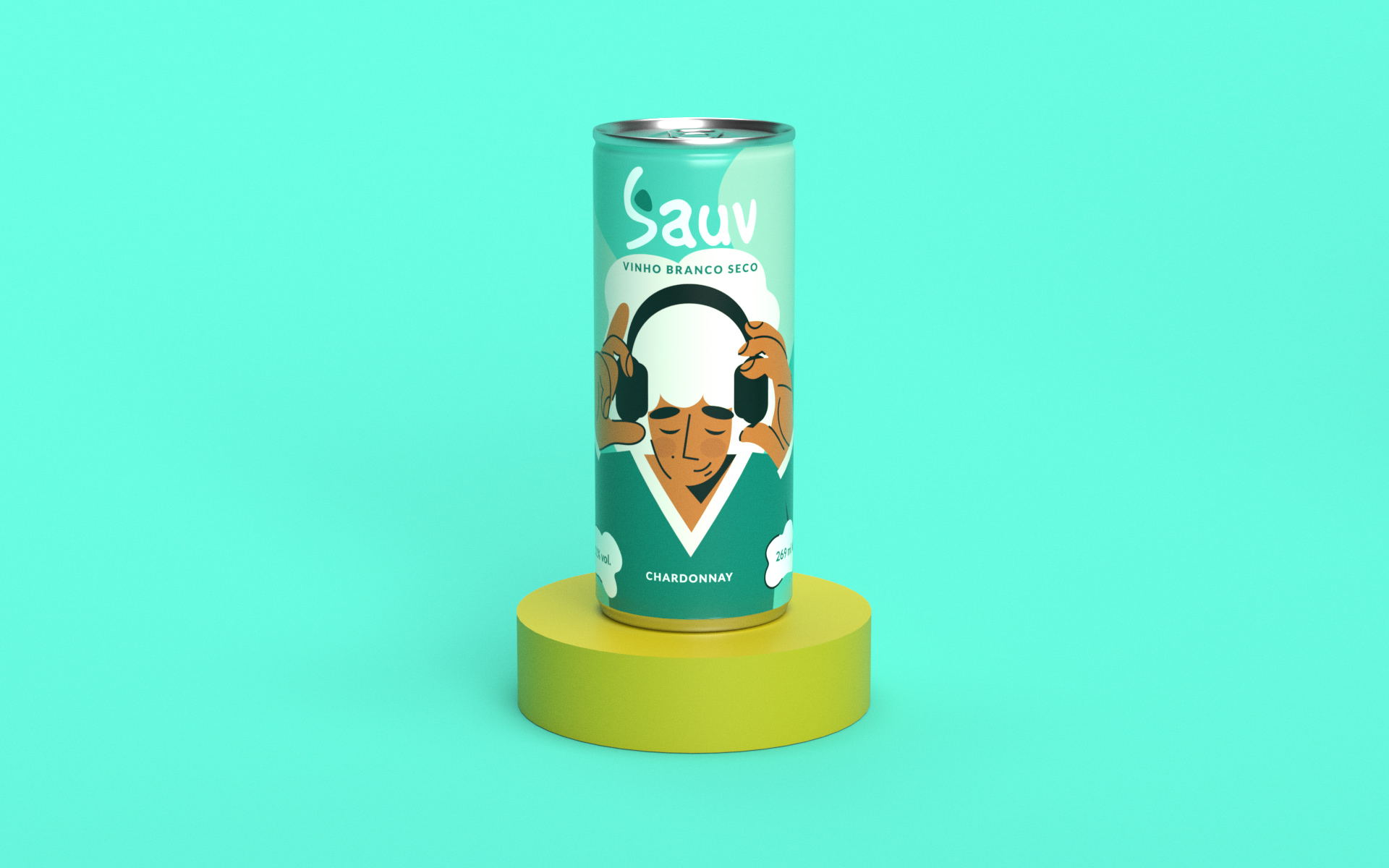 Sauv罐裝葡萄酒標(biāo)簽包裝設(shè)計和時尚人物插圖，開發(fā)年輕人更廣泛日常使用場景
