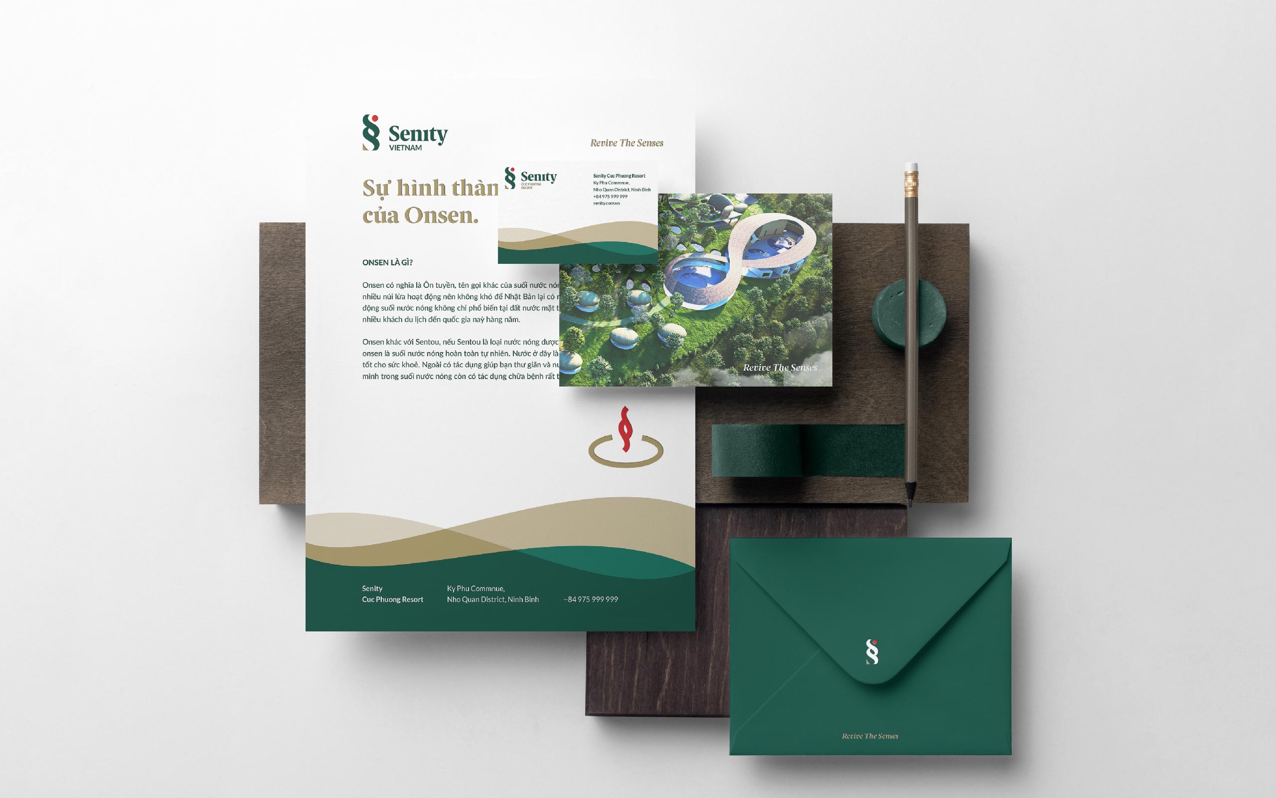 Senity 越南礦物溫泉日式度假村酒店品牌形象設計-logo&vi設計，雙s字母組成無限符號