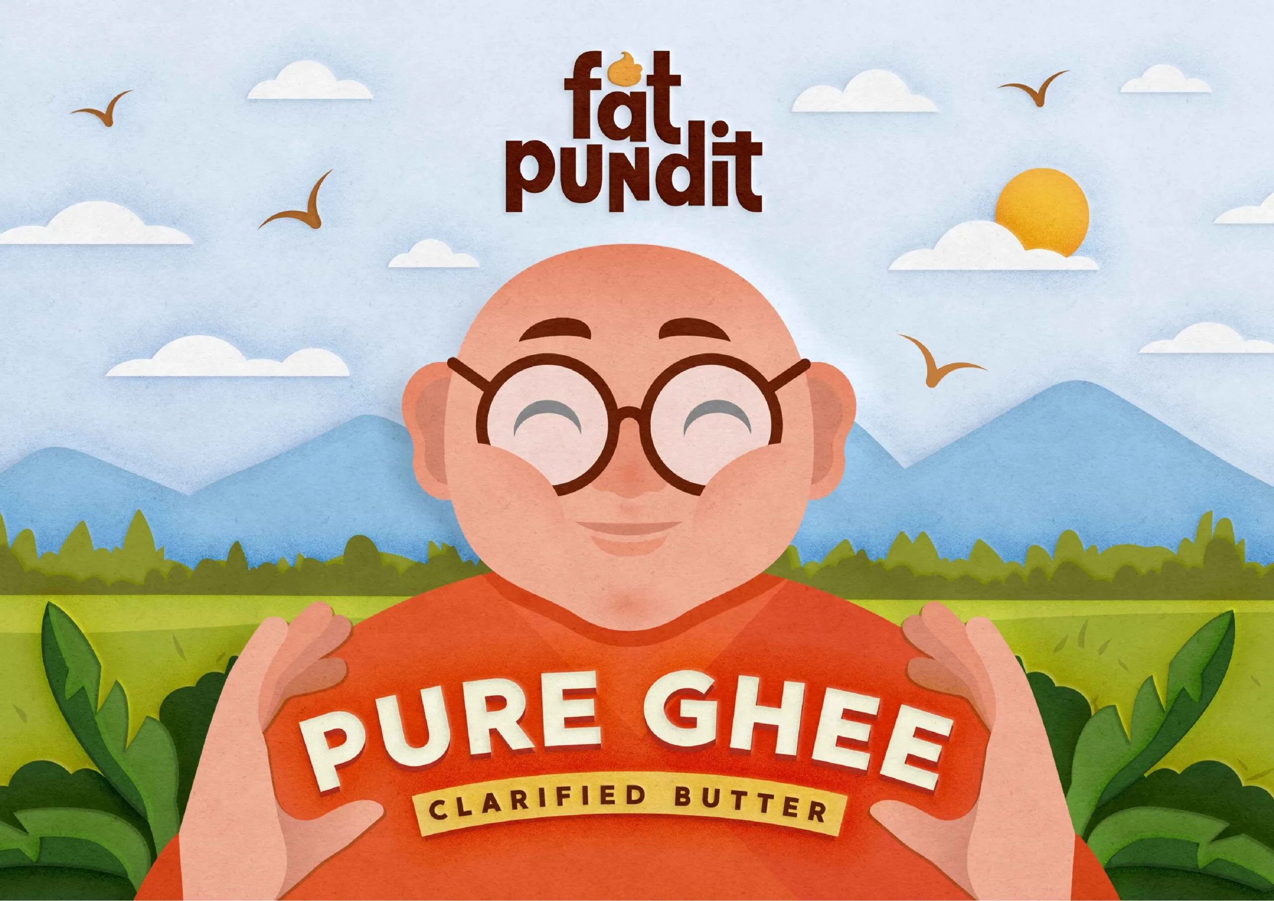 Fat Pundit瓶裝酥油黃油調味品包裝設計“胖專家人物插畫” Fat Pundit瓶裝酥油黃油調味品包裝設計“胖專家人物插畫”