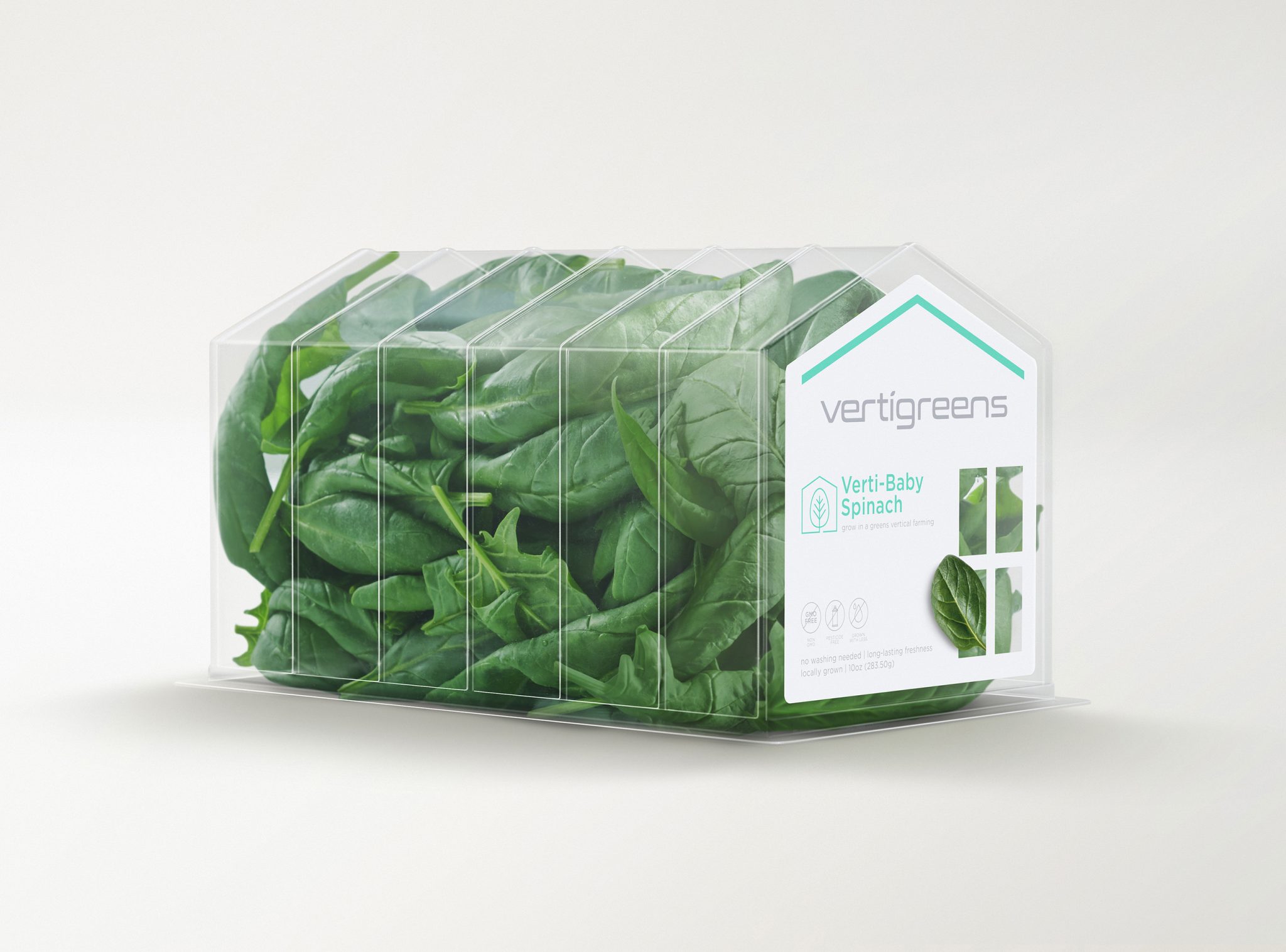 Vertigreens 垂直種植生態蔬菜包裝設計“溫室大棚房屋造型透明塑料盒”