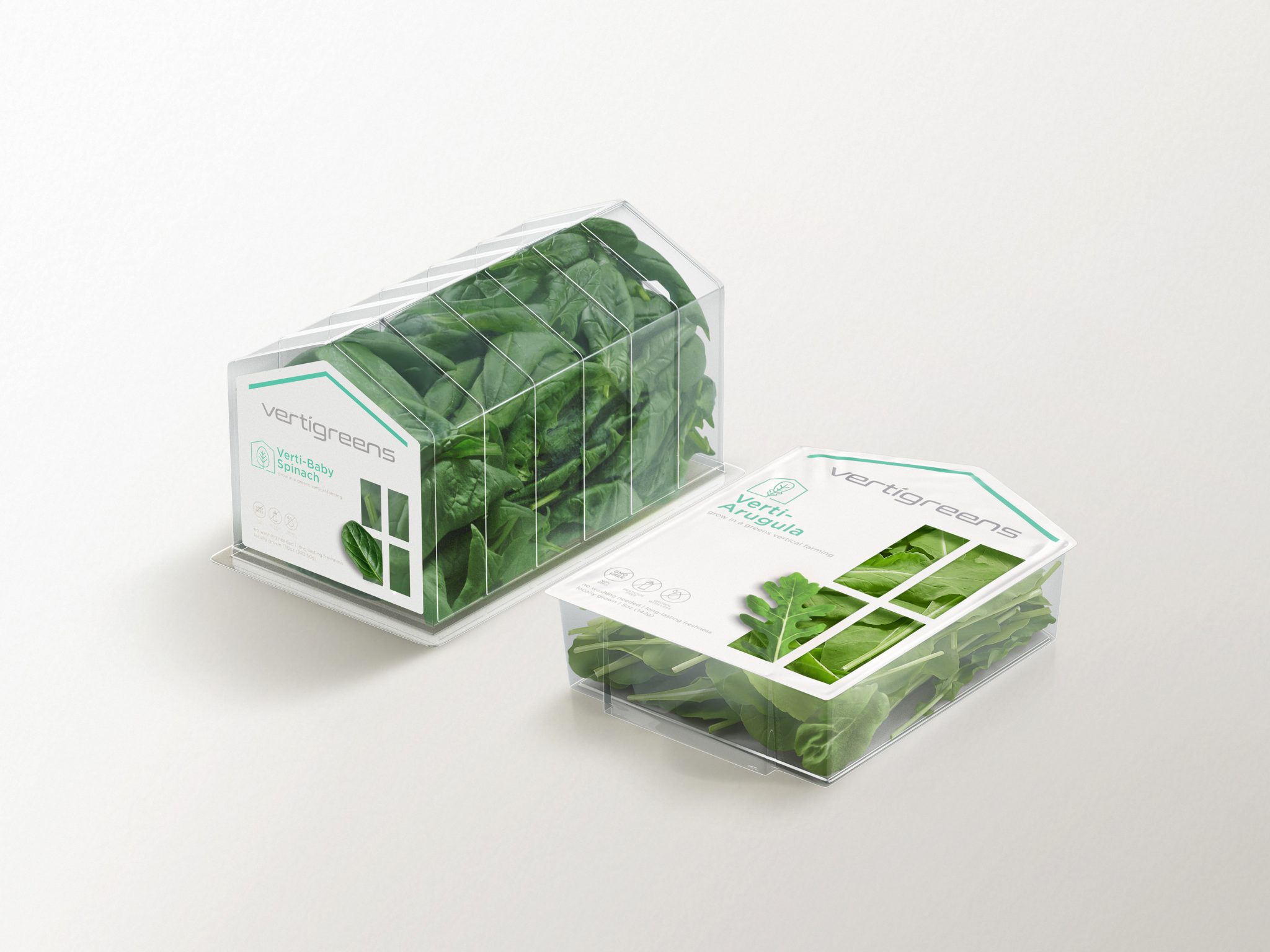Vertigreens 垂直種植生態蔬菜包裝設計“溫室大棚房屋造型透明塑料盒”