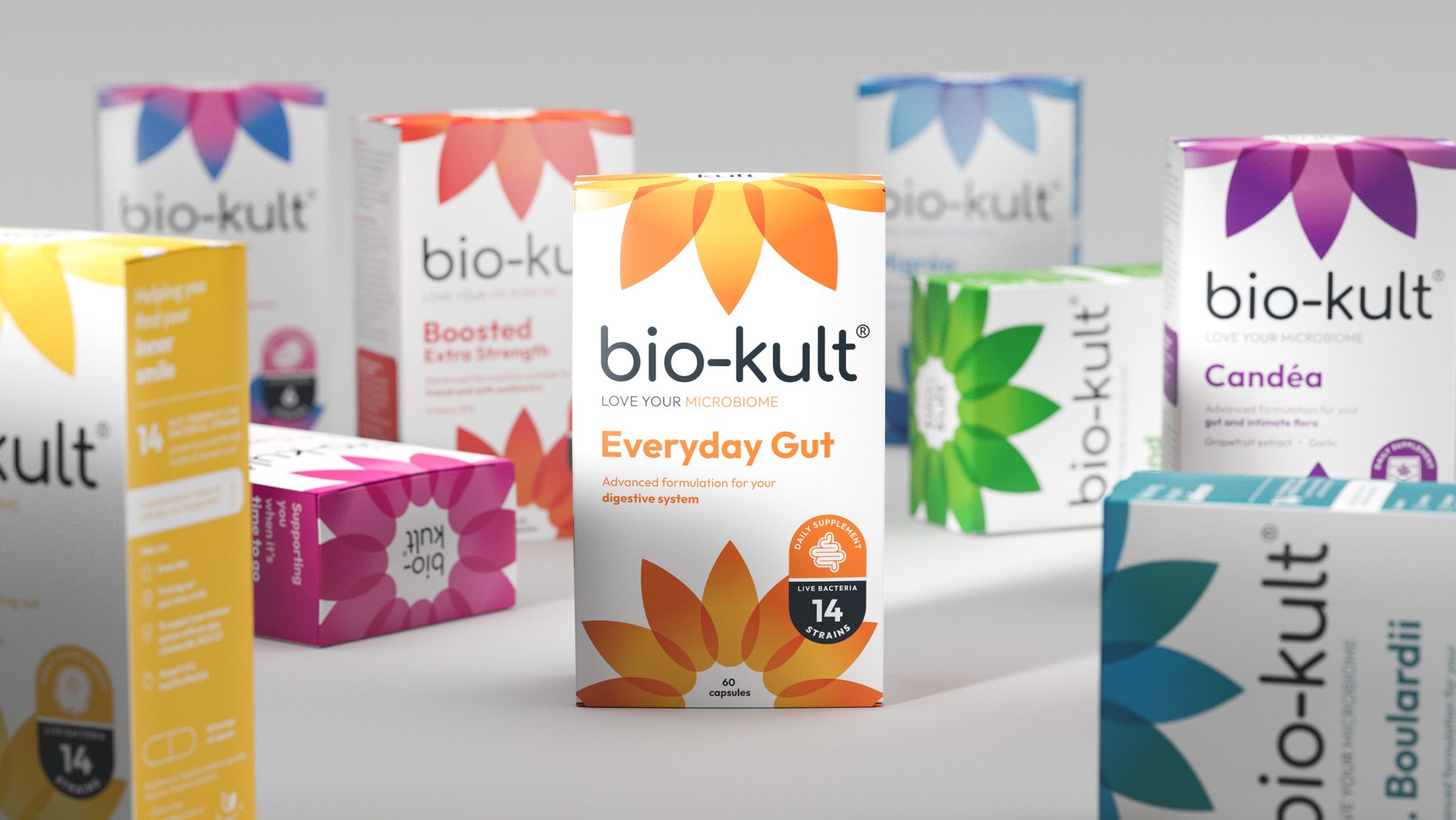 Bio-Kult 益生菌包裝設計,更新花朵主視覺元素 Bio-Kult 益生菌包裝設計,更新花朵主視覺元素