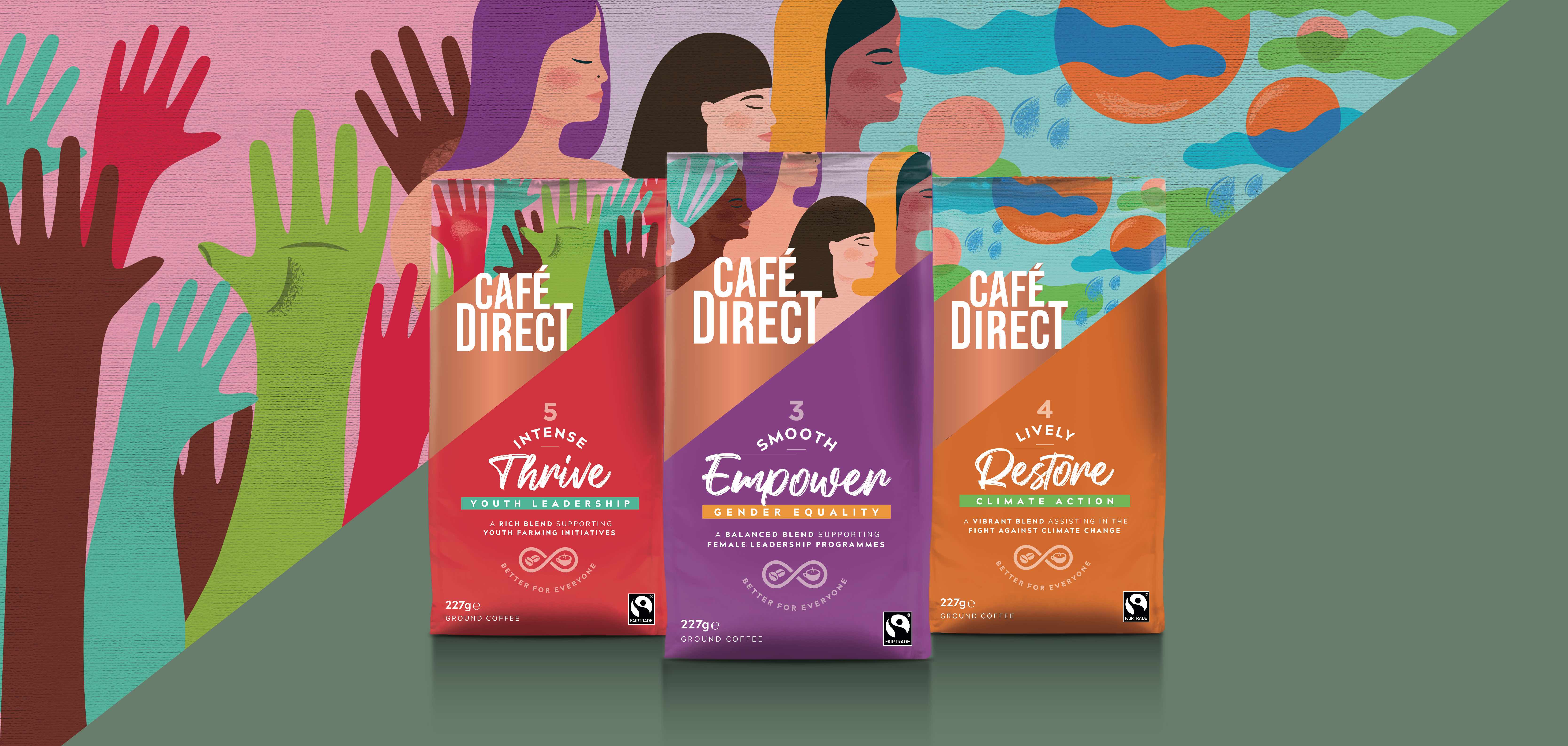 Cafédirect 袋裝咖啡包裝設計“斜版時尚年輕”風格 Cafédirect 袋裝咖啡包裝設計“斜版時尚年輕”風格