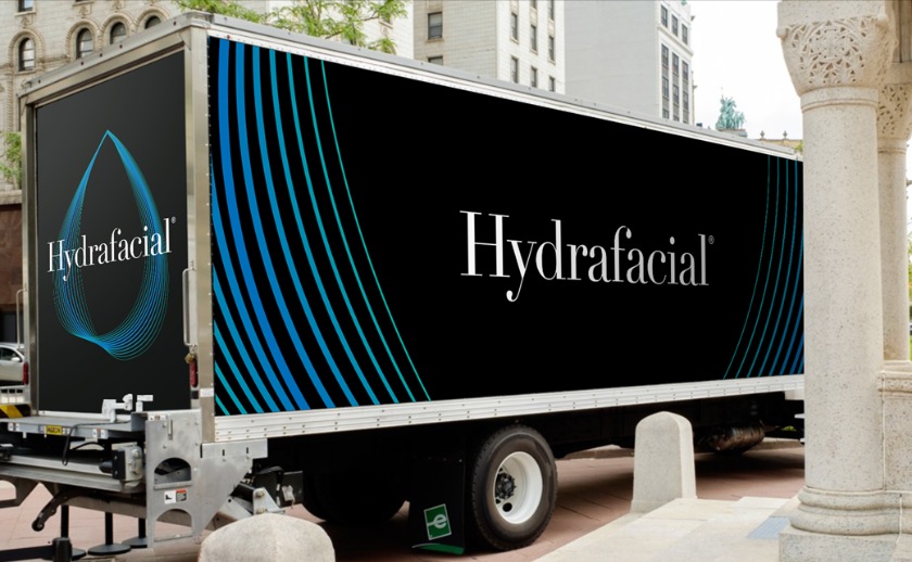 醫學美容品牌Hydrafacial品牌logo設計產品包裝設計，線條交互水滴圖案