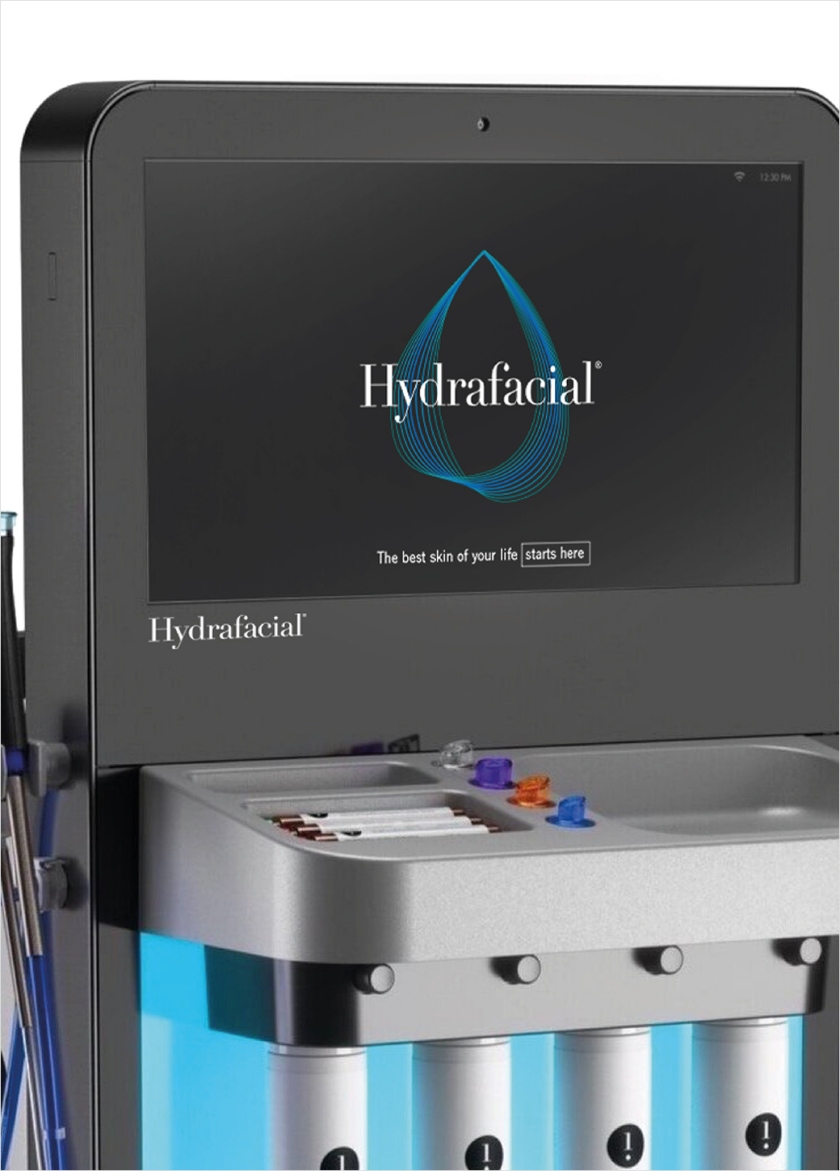 醫學美容品牌Hydrafacial品牌logo設計產品包裝設計，線條交互水滴圖案