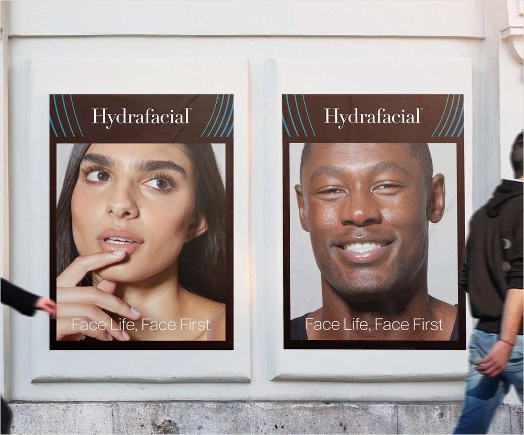 醫學美容品牌Hydrafacial品牌logo設計產品包裝設計，線條交互水滴圖案
