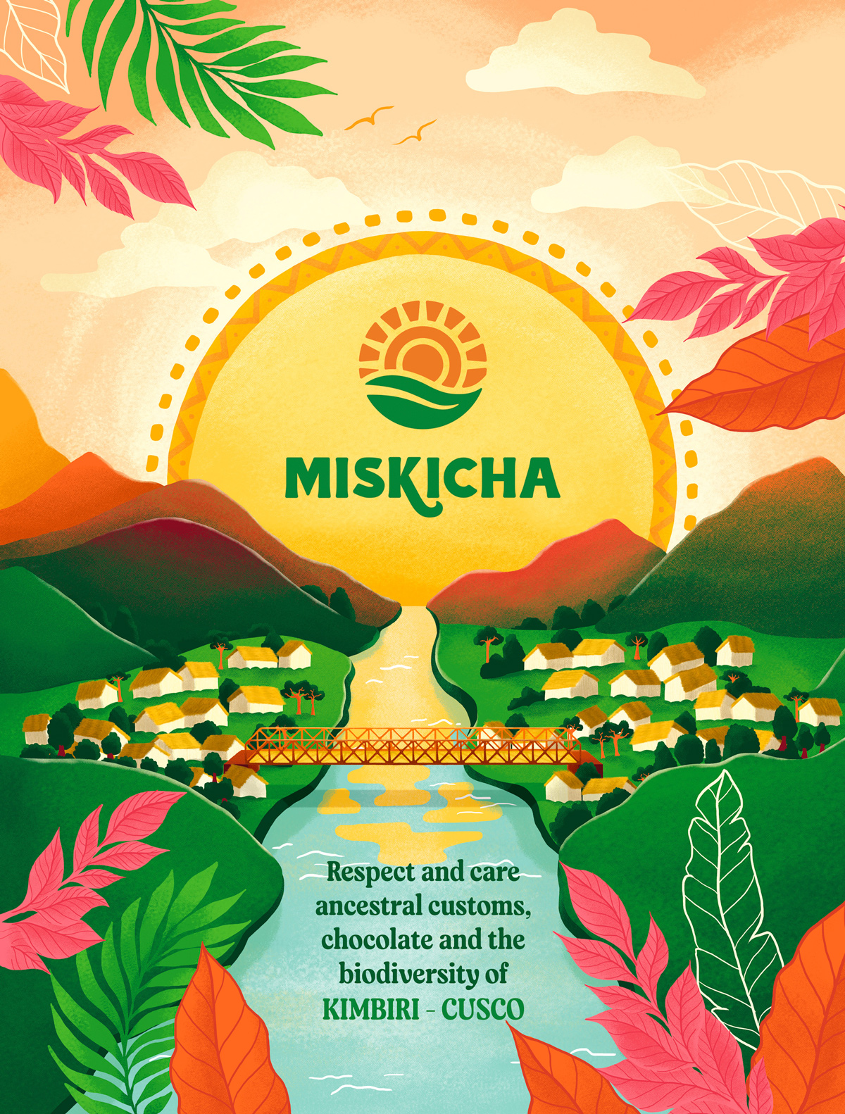 Miskicha 巧克力包裝設計自然風景插畫設計