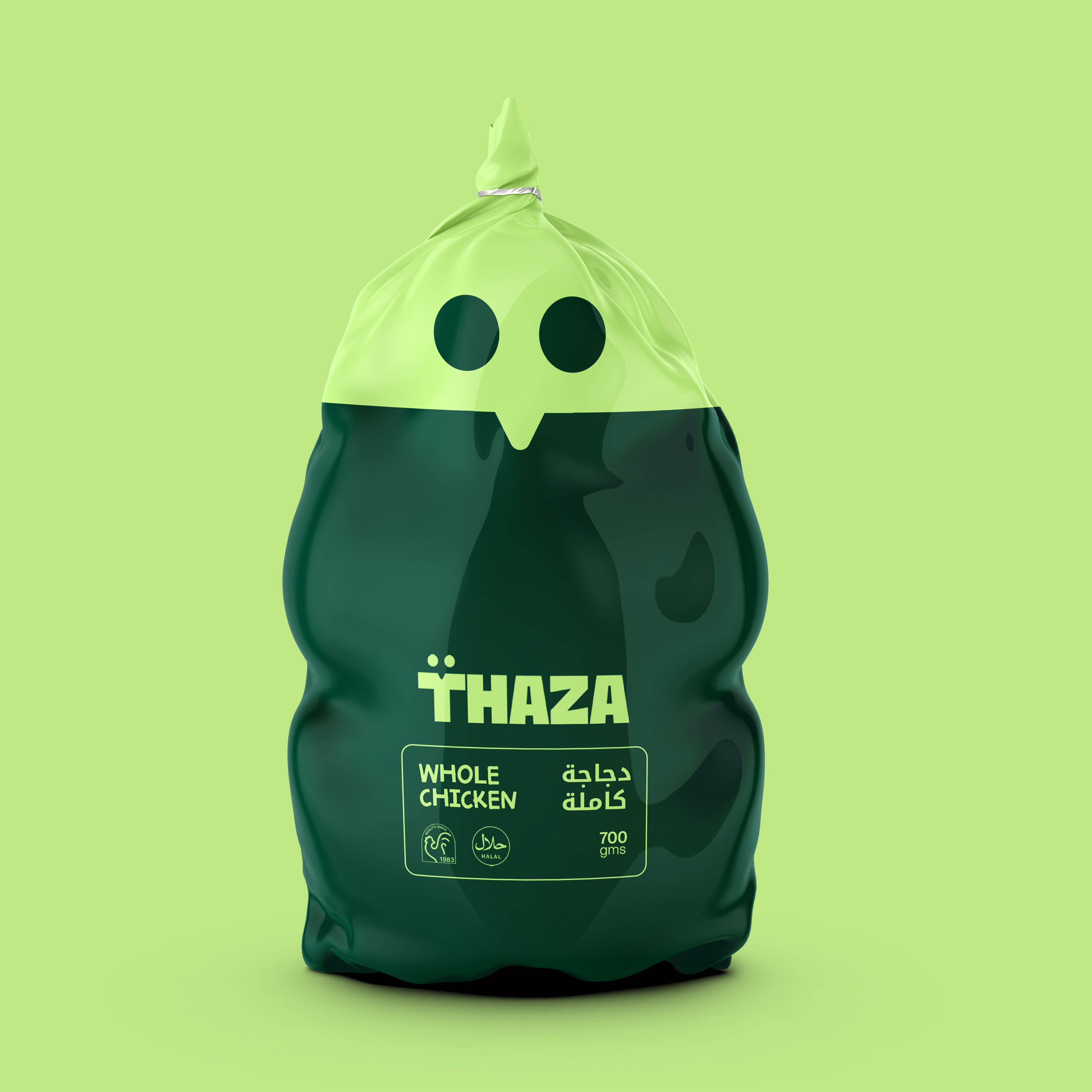 Thaza新鮮雞肉新品牌形象設計-logo包裝vi，雞的眼睛和喙融入字母T