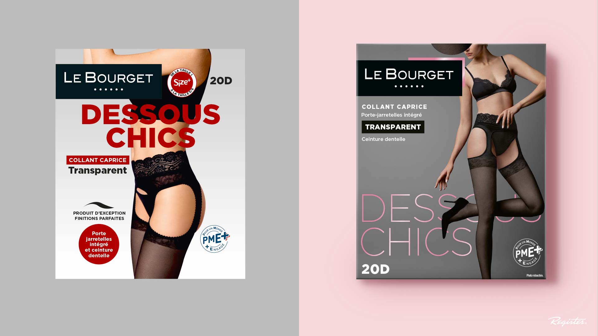 Le Bourget女性性感內衣緊身褲產品包裝設計，時尚雜志風格