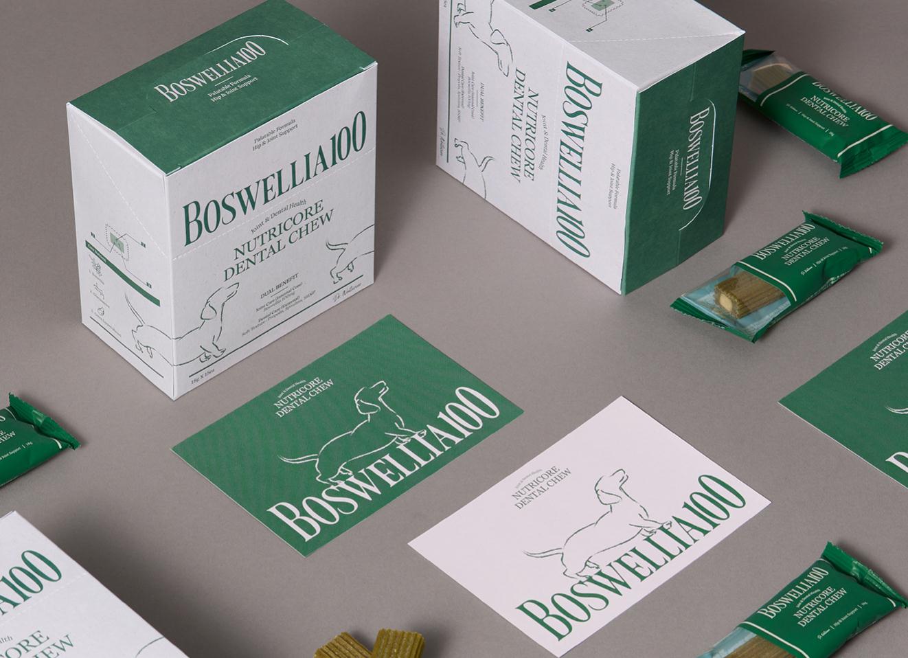 BOSWELLIA 狗狗寵物營養保健品包裝設計綠色簡潔風格 BOSWELLIA 狗狗寵物營養保健品包裝設計綠色簡潔風格