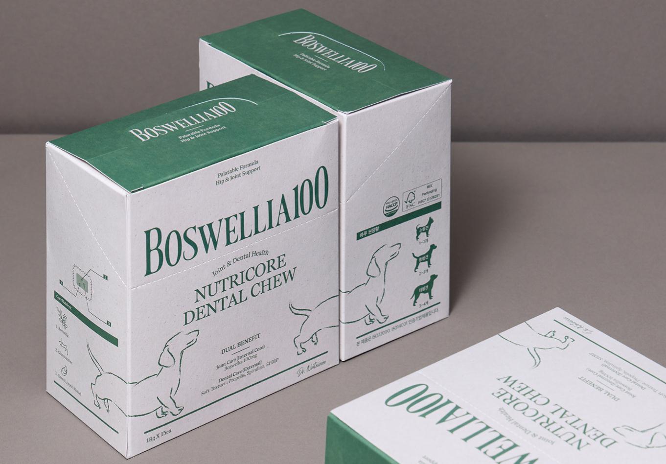 BOSWELLIA 狗狗寵物營養保健品包裝設計綠色簡潔風格 BOSWELLIA 狗狗寵物營養保健品包裝設計綠色簡潔風格