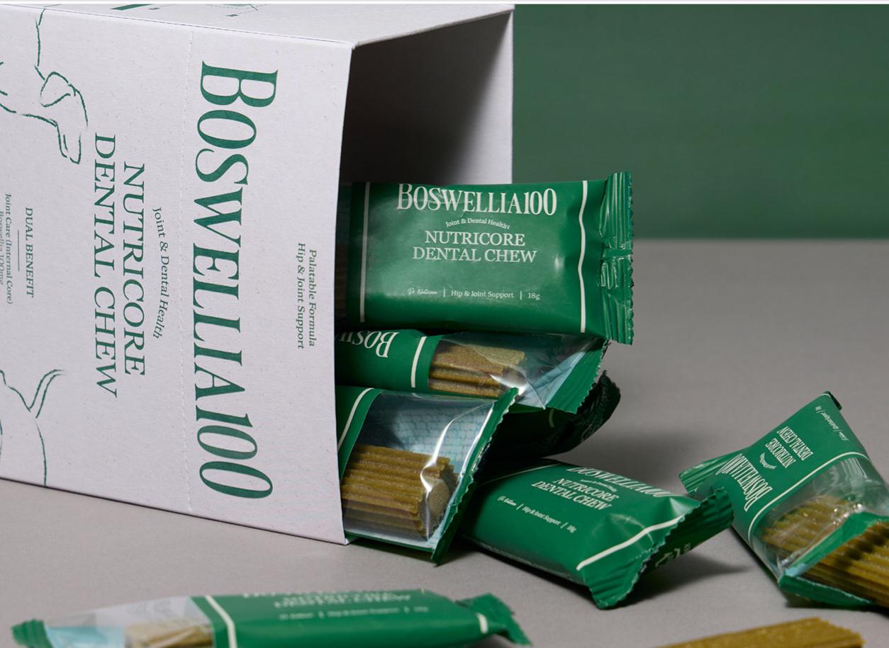 BOSWELLIA 狗狗寵物營養保健品包裝設計綠色簡潔風格 BOSWELLIA 狗狗寵物營養保健品包裝設計綠色簡潔風格