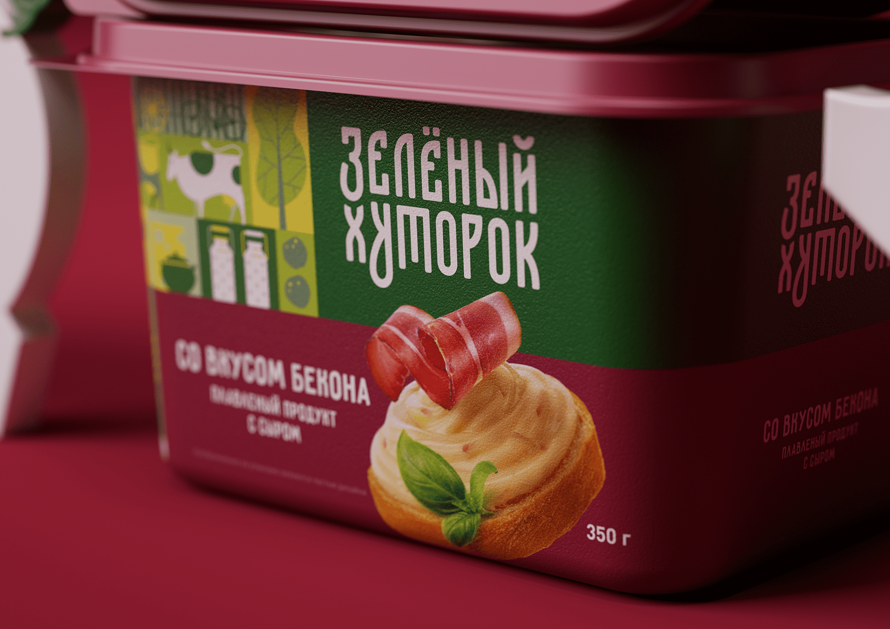 ZELENYJ KHUTOROK 奶酪三明治食品產品線包裝設計，虛實結合的自然清淡設計風格