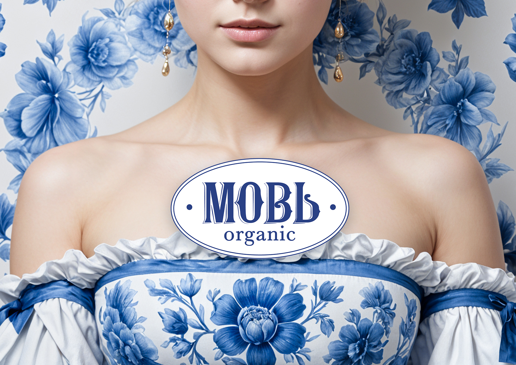 Мовb有機(jī)護(hù)膚沐浴化妝品品牌logo設(shè)計和包裝設(shè)計，藍(lán)色清雅風(fēng)格