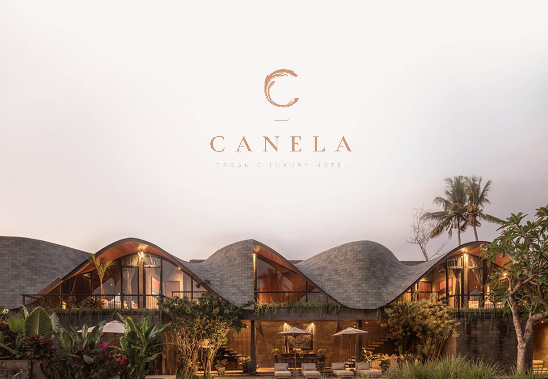 巴西有機豪華酒店藝術建筑項目 Canela 創建品牌logo設計和藝術指導,彎曲肉桂C字母元素 巴西有機豪華酒店藝術建筑項目 Canela 創建品牌logo設計和藝術指導,彎曲肉桂C字母元素