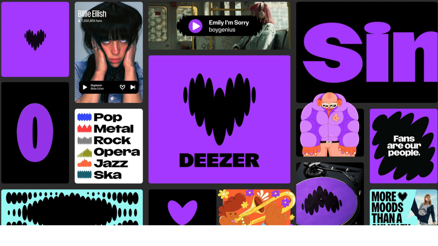 Deezer音樂平臺(tái)app品牌logo設(shè)計(jì)vi視覺形象識(shí)別設(shè)計(jì)，跳動(dòng)的心臟