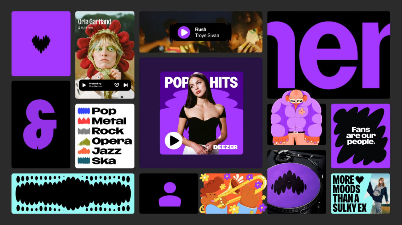Deezer音樂平臺(tái)app品牌logo設(shè)計(jì)vi視覺形象識(shí)別設(shè)計(jì)，跳動(dòng)的心臟