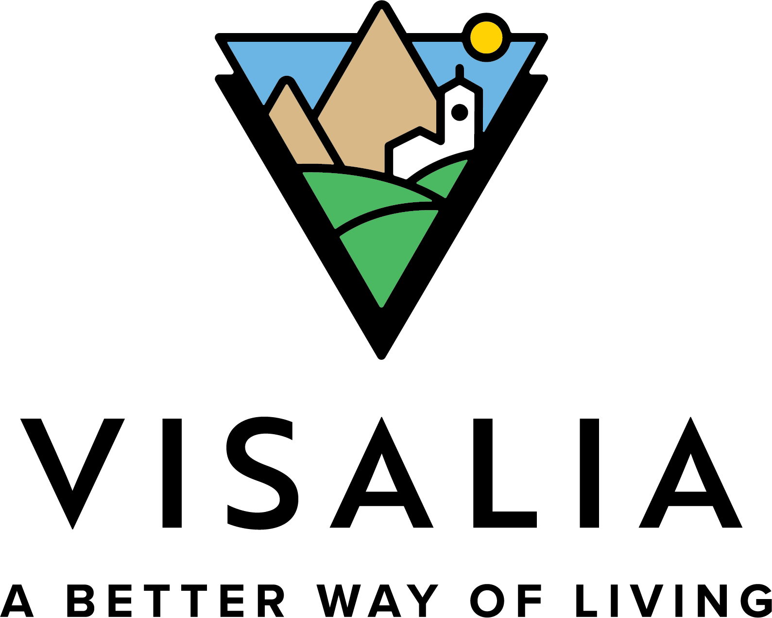 加州visalia維塞利亞公布新城市形象logo設計，抽象簡約v字母風格