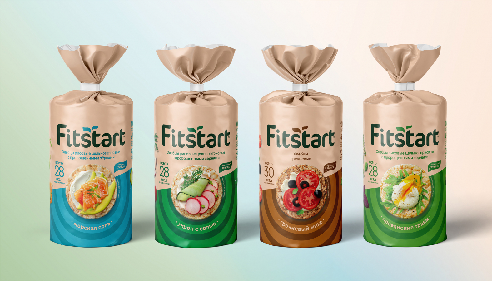 Fitstart 袋裝面包更新包裝設(shè)計(jì)與logo，融合自然+同心半圓圈識(shí)別設(shè)計(jì)