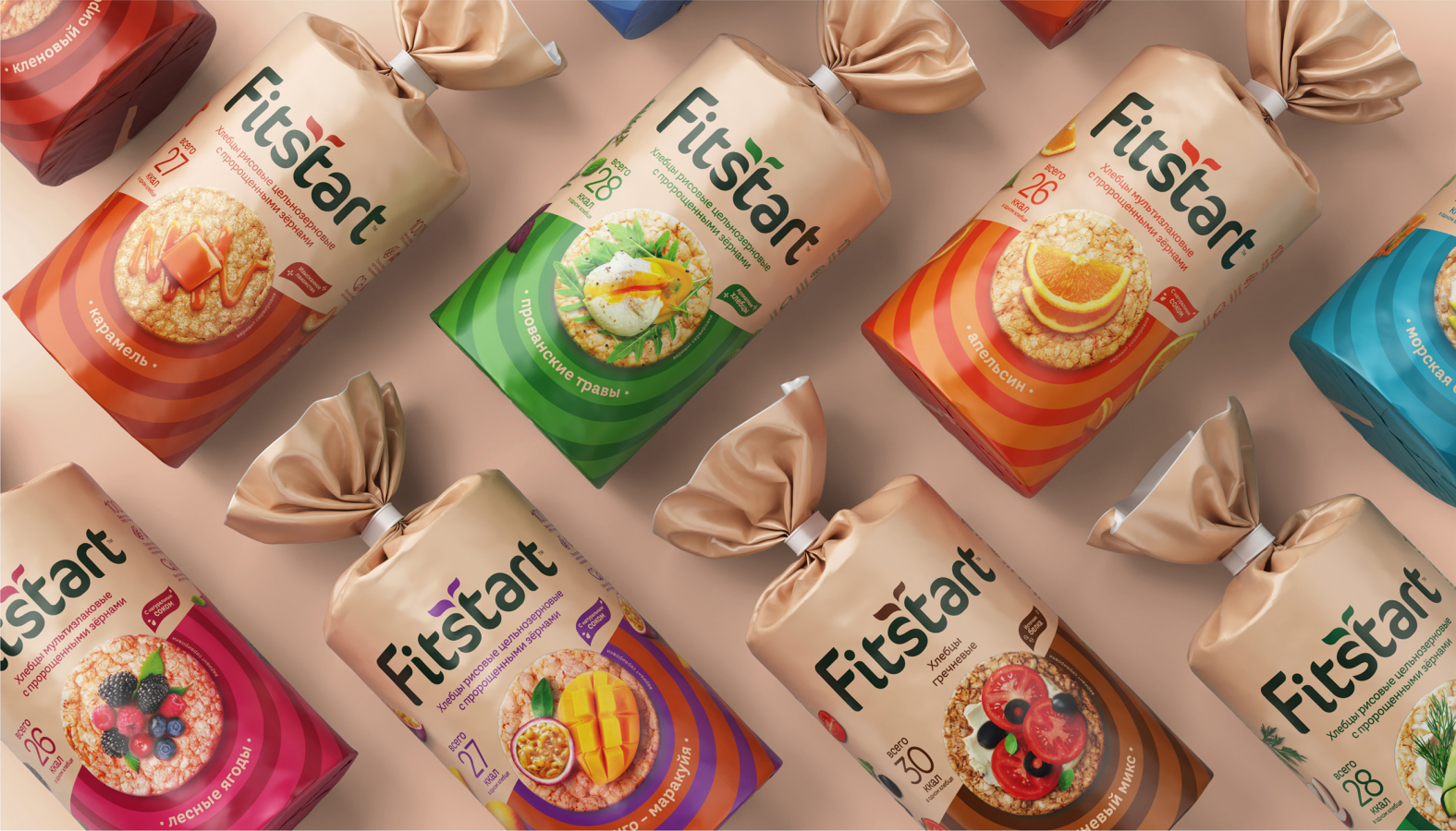 Fitstart 袋裝面包更新包裝設(shè)計(jì)與logo，融合自然+同心半圓圈識(shí)別設(shè)計(jì)