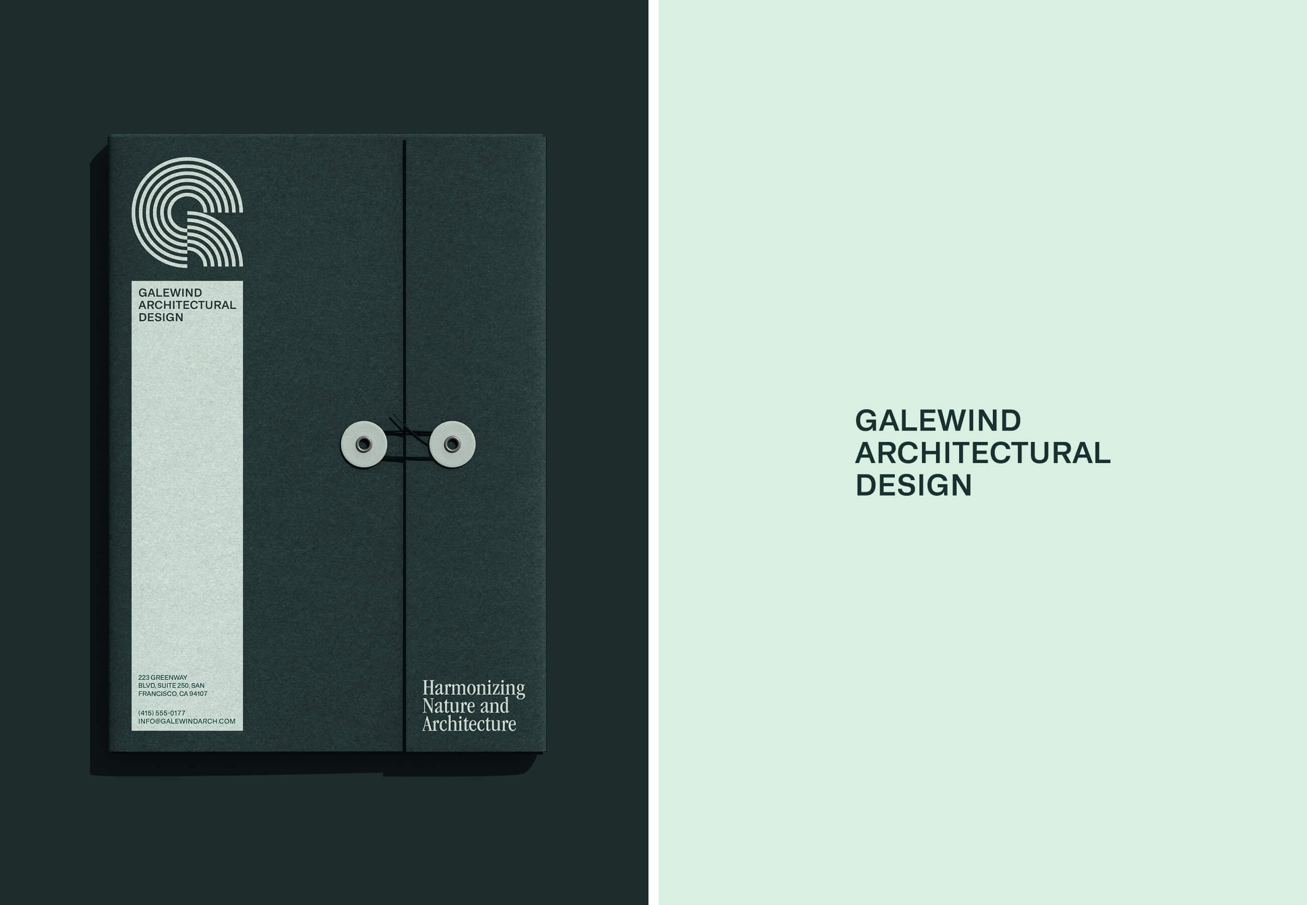 Galewind 景觀建筑設計公司企業logo設計vi形象設計,深綠色線條風格 Galewind 景觀建筑設計公司企業logo設計vi形象設計,深綠色線條風格