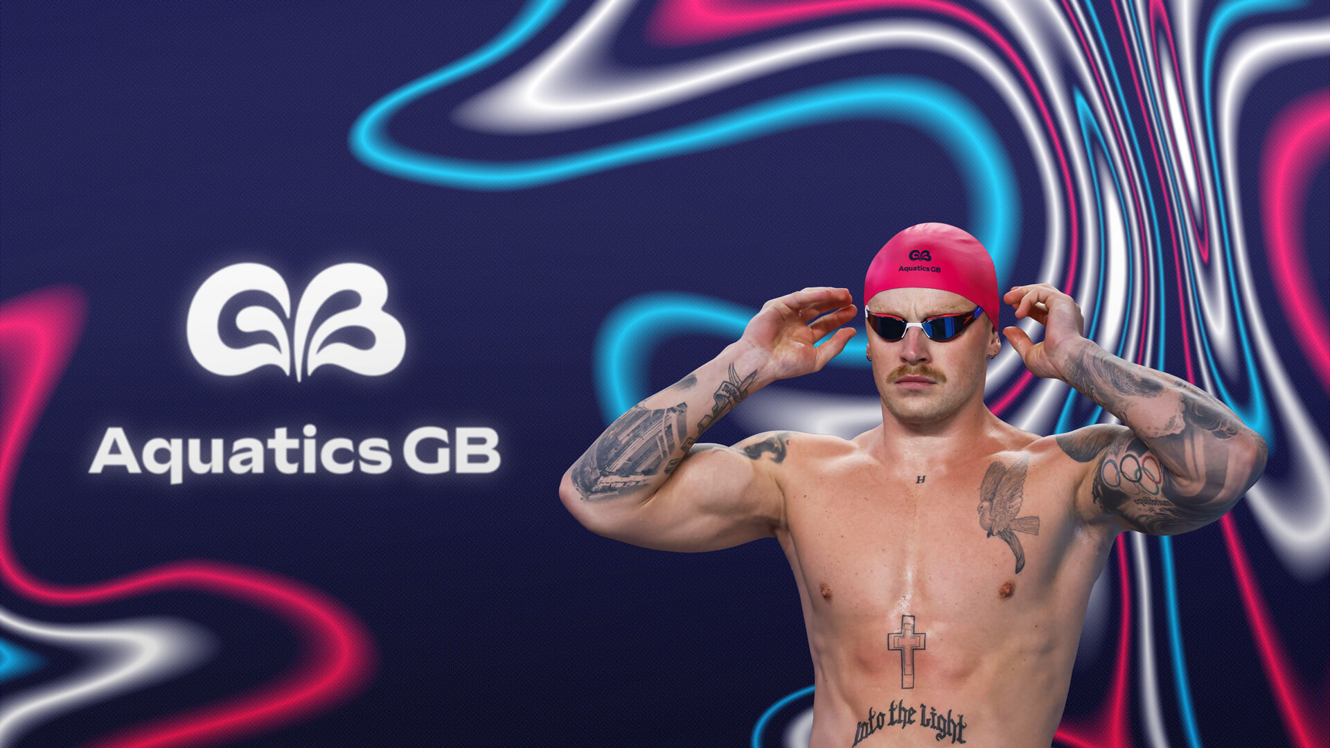 Aquatics GB英國水上運動協會品牌起名與品牌形象vi設計，水花GB字母logo設計