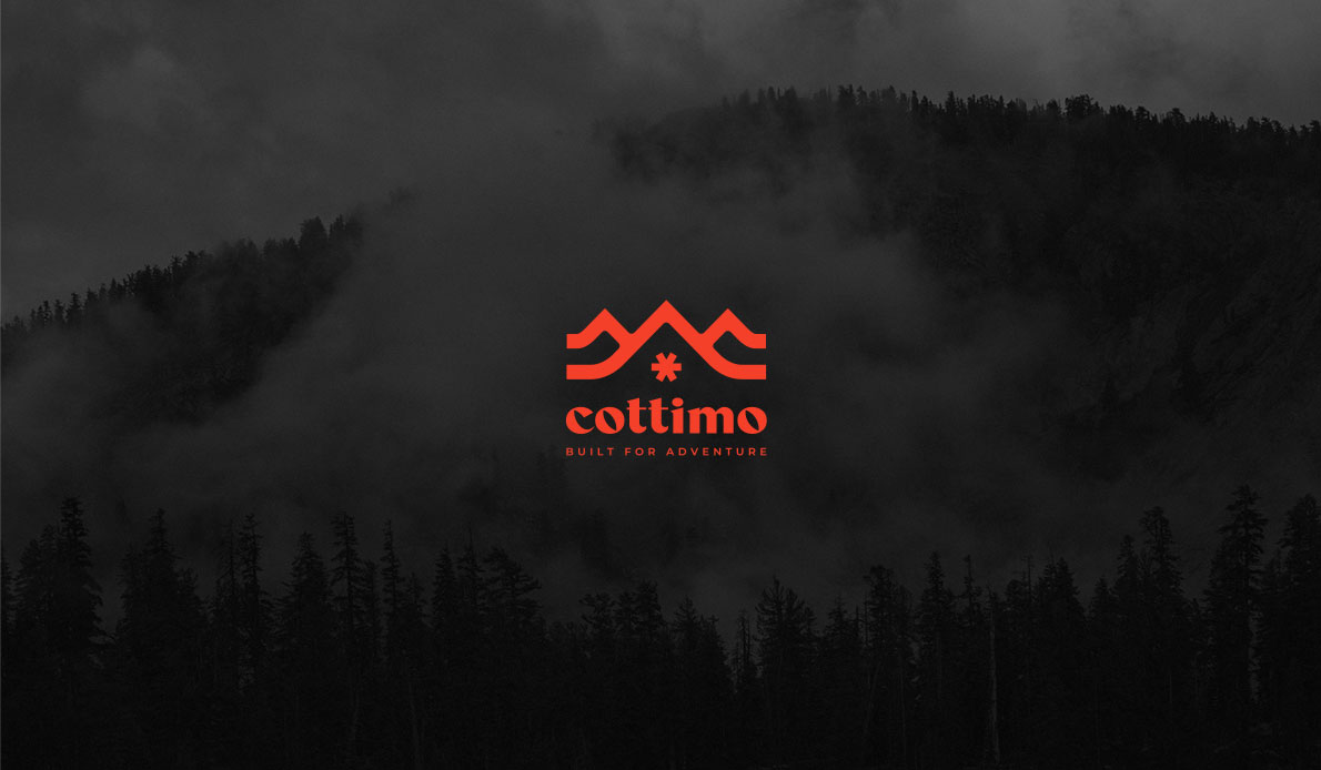 COTTIMO 戶外雪地靴品牌logo設(shè)計(jì)，山丘、雪地和遠(yuǎn)足元素
