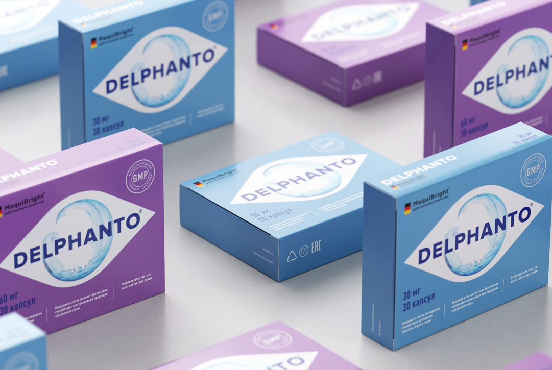Delphanto眼睛視力健康眼藥膠囊藥品包裝設(shè)計，促進(jìn)自身淚液分泌-上海醫(yī)藥包裝設(shè)計公司
