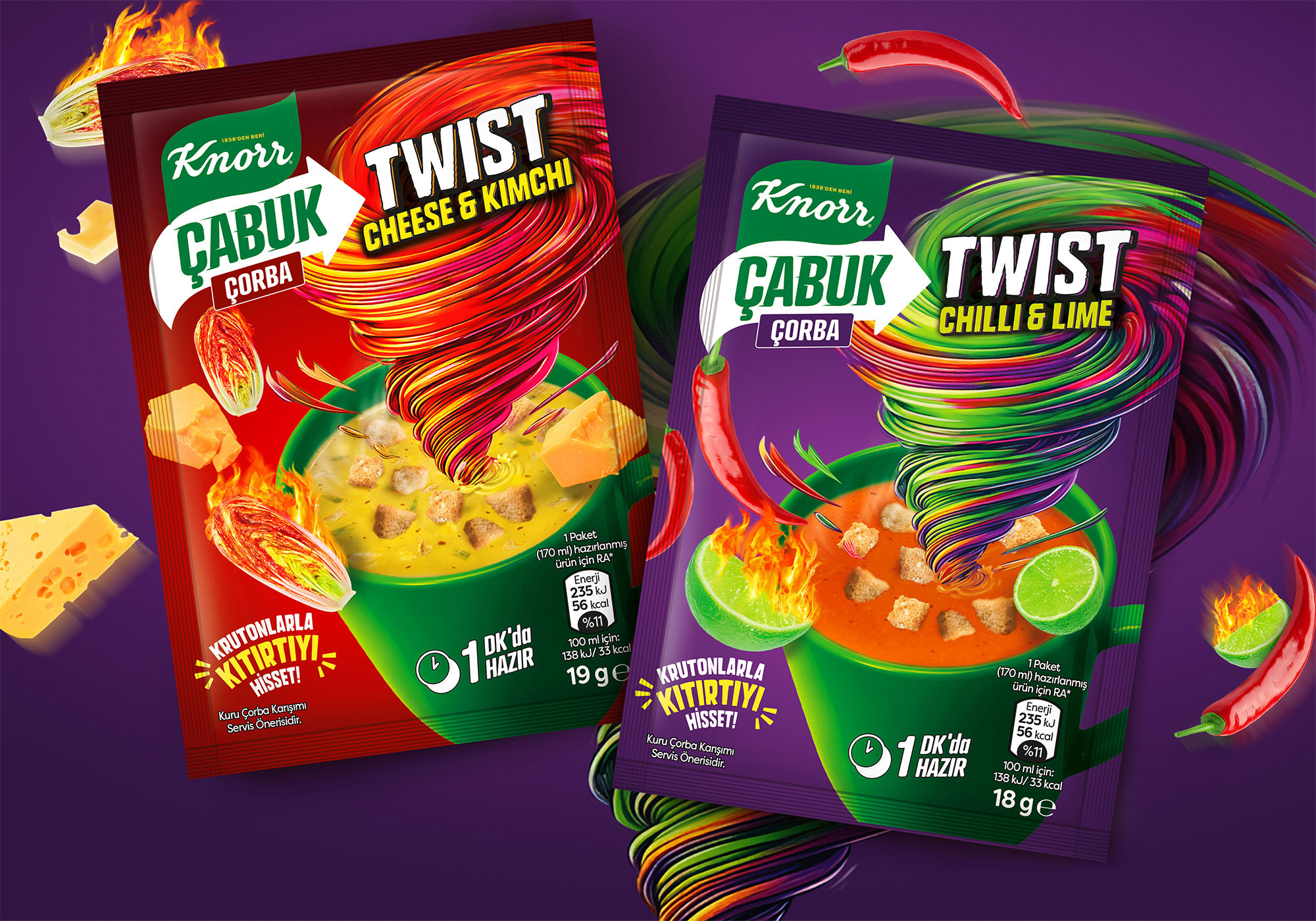 Knorr 速溶湯創意包裝設計,口味龍卷風風暴元素 Knorr 速溶湯創意包裝設計,口味龍卷風風暴元素